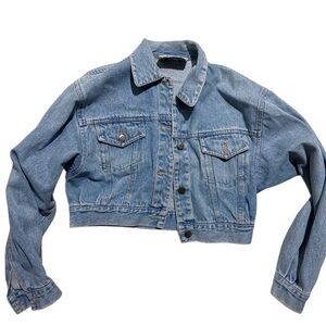 Vintage 80s Derrieres Cropped Denim Jean Jacket Sz m